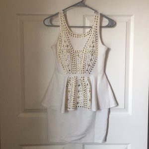 Size 3: San Joy Peplum Dress with Gold Detail
